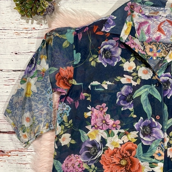 Johnny Was floral paria shirt tunic dress in multi - Picture 5 of 10